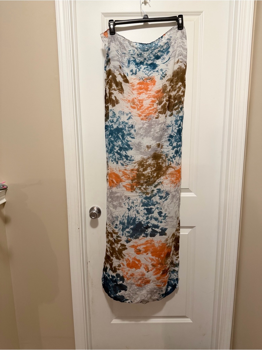 Tie-Dye Lightweight Scarf in Blue, Orange & Brown